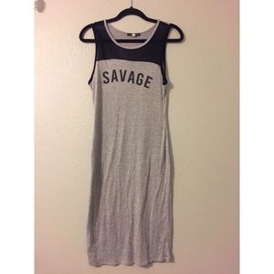 Gray and black sleeveless dress
